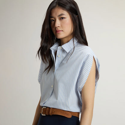 Blusa in popeline di cotone a righe