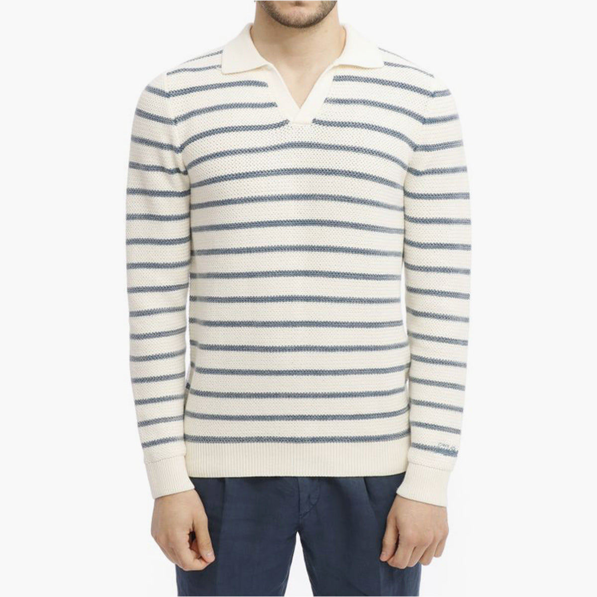 Maglia colletto a polo in cotone a righe