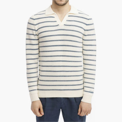 Maglia colletto a polo in cotone a righe