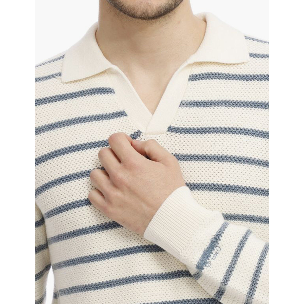 Maglia colletto a polo in cotone a righe