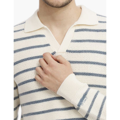 Maglia colletto a polo in cotone a righe