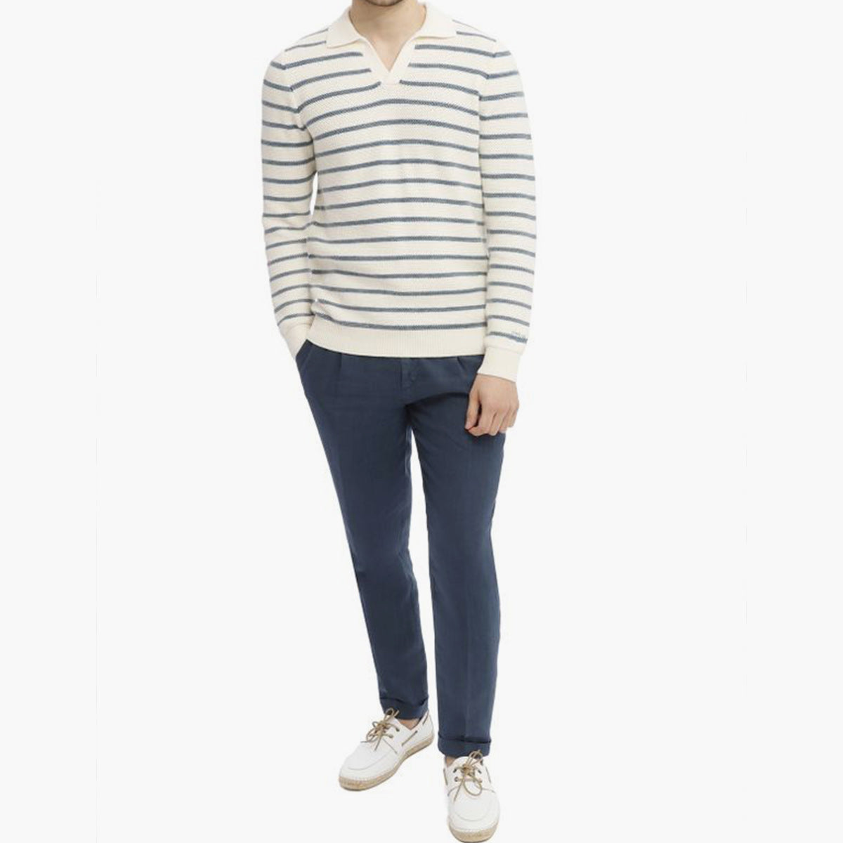 Maglia colletto a polo in cotone a righe