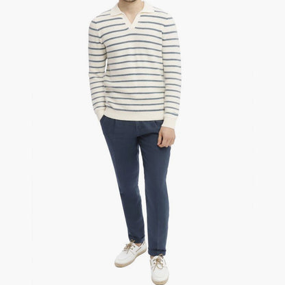 Maglia colletto a polo in cotone a righe