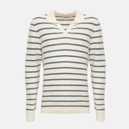 Maglia colletto a polo in cotone a righe