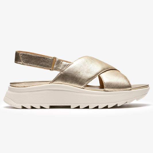 Sandalo in pelle oro