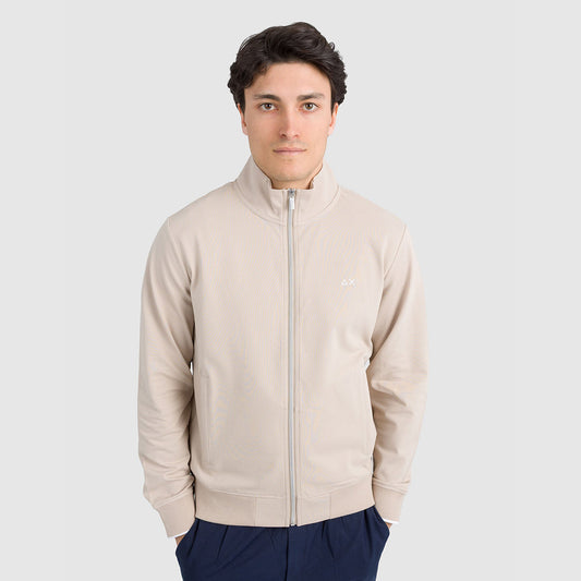 Felpa in piquet di cotone con zip