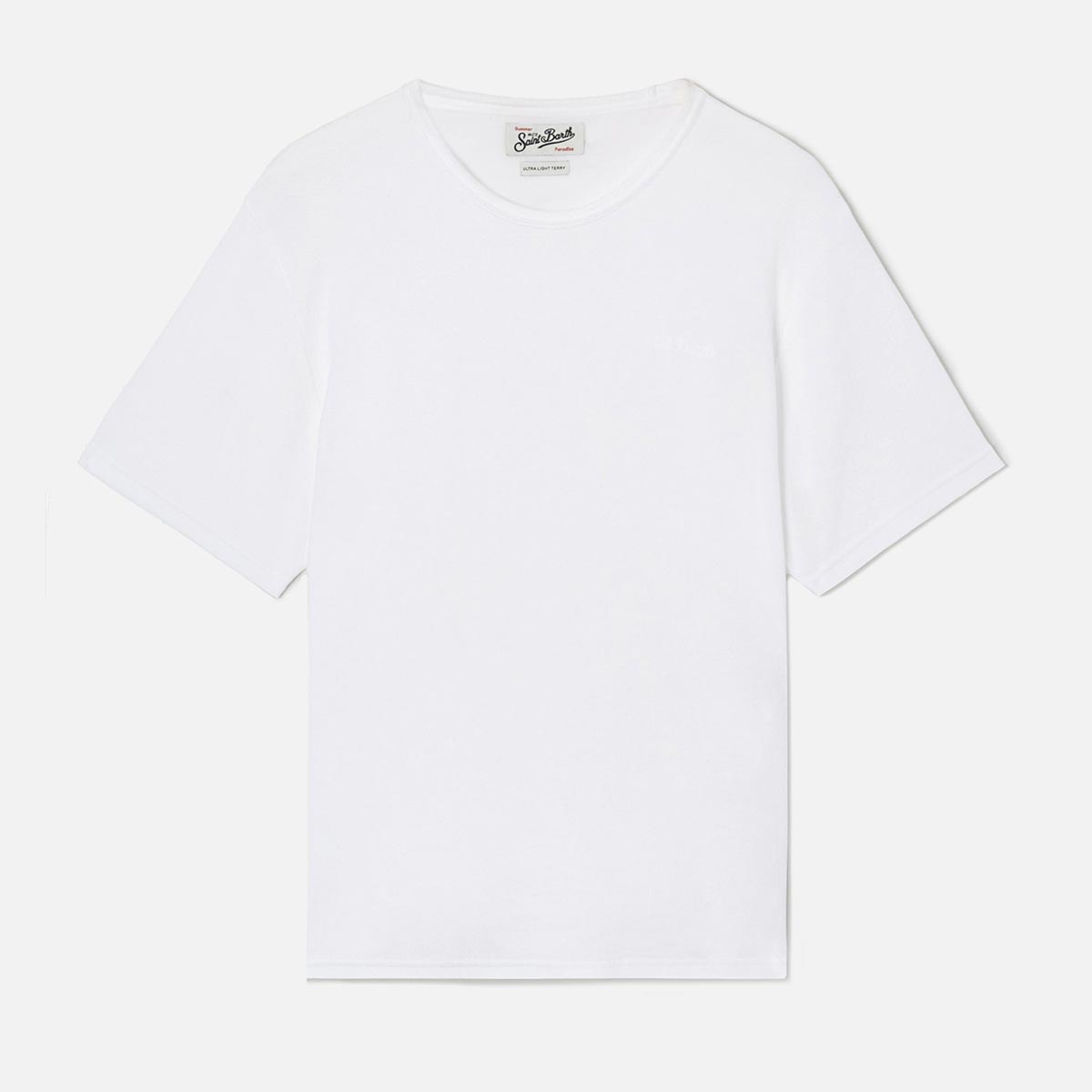 t-shirt in cotone effetto in spugna con logo ricamato