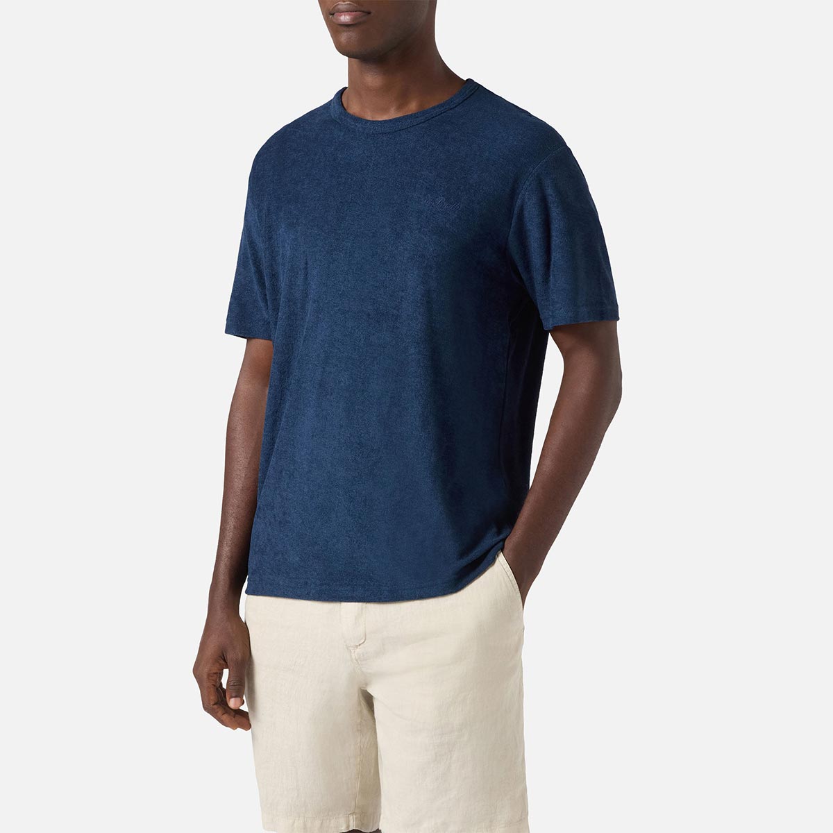 t-shirt in cotone effetto in spugna con logo ricamato