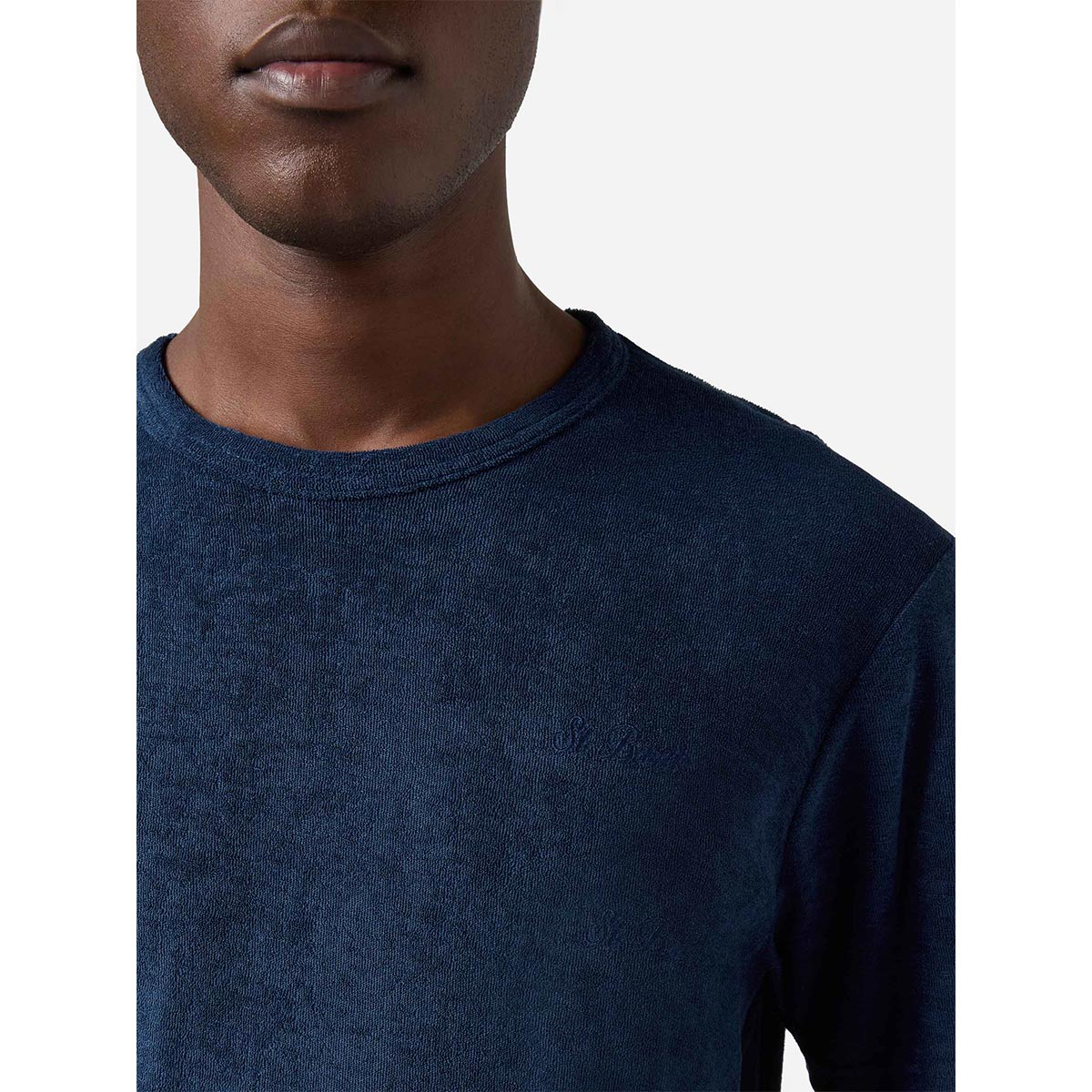 t-shirt in cotone effetto in spugna con logo ricamato