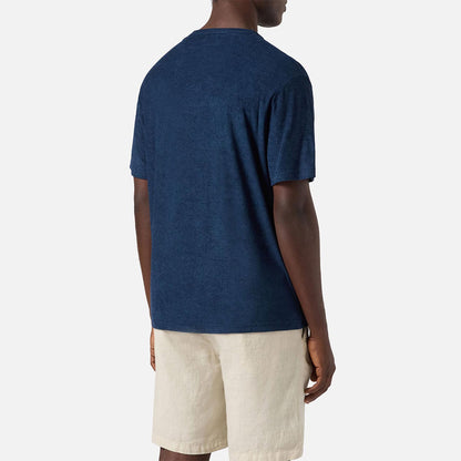 t-shirt in cotone effetto in spugna con logo ricamato
