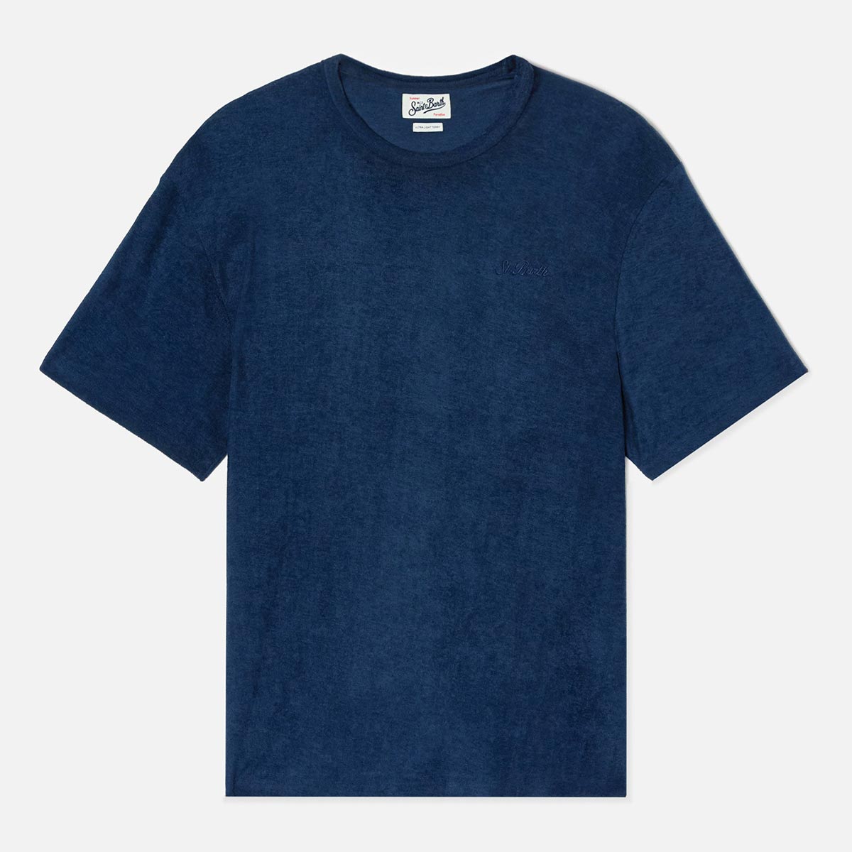 t-shirt in cotone effetto in spugna con logo ricamato