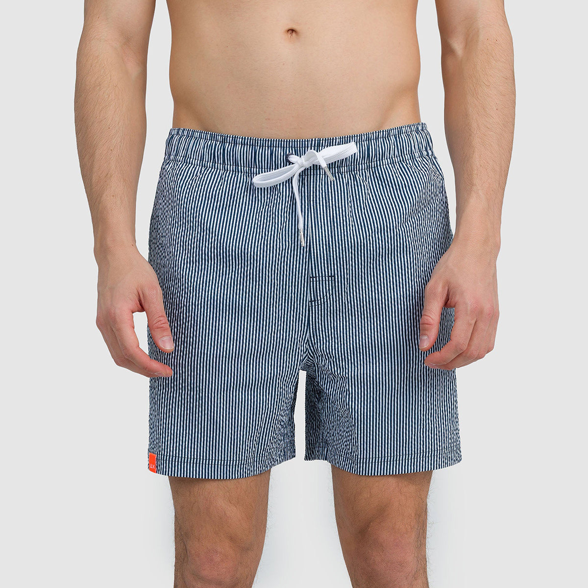 Boxer mare a righe blu goffrato