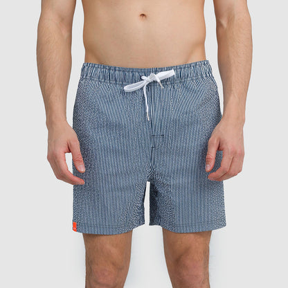 Boxer mare a righe blu goffrato
