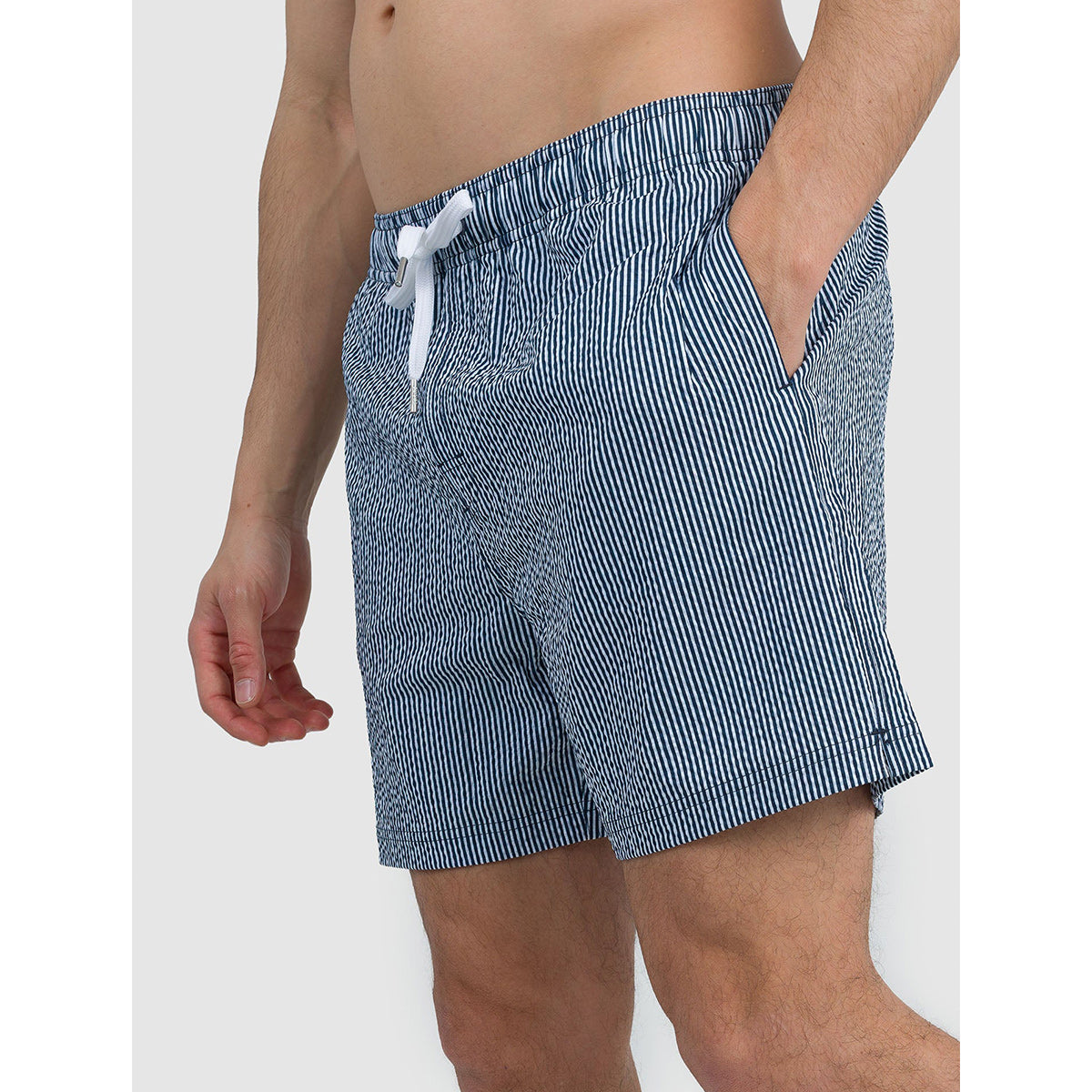 Boxer mare a righe blu goffrato