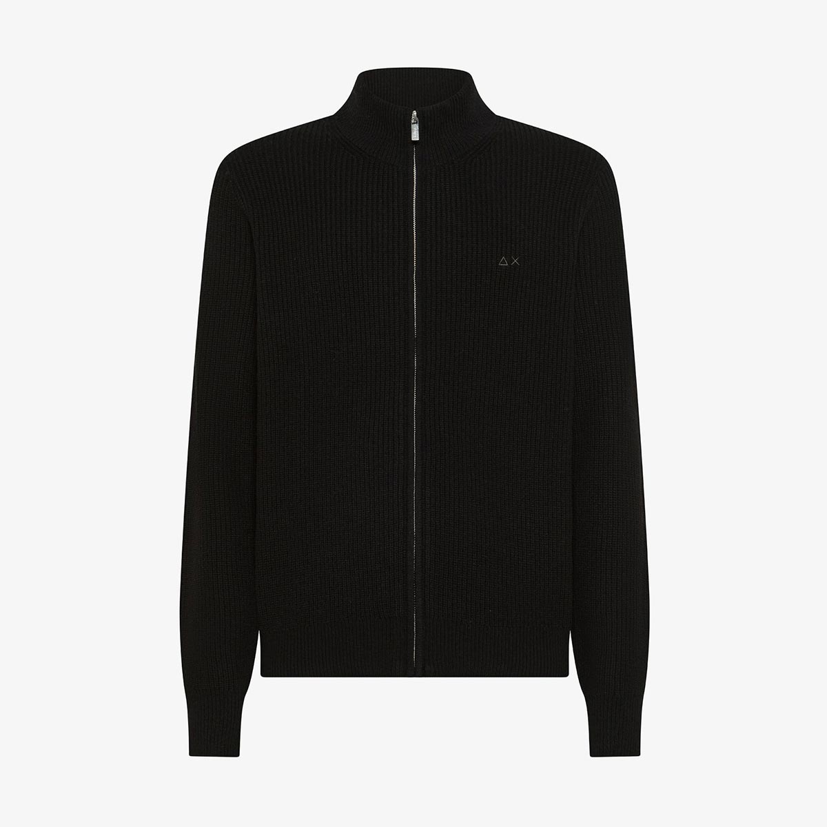 Maglia in lana e cashmere a coste con zip nero