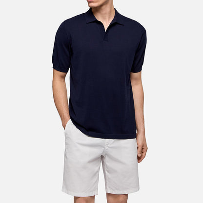 Polo senza bottoni in maglia di cotone
