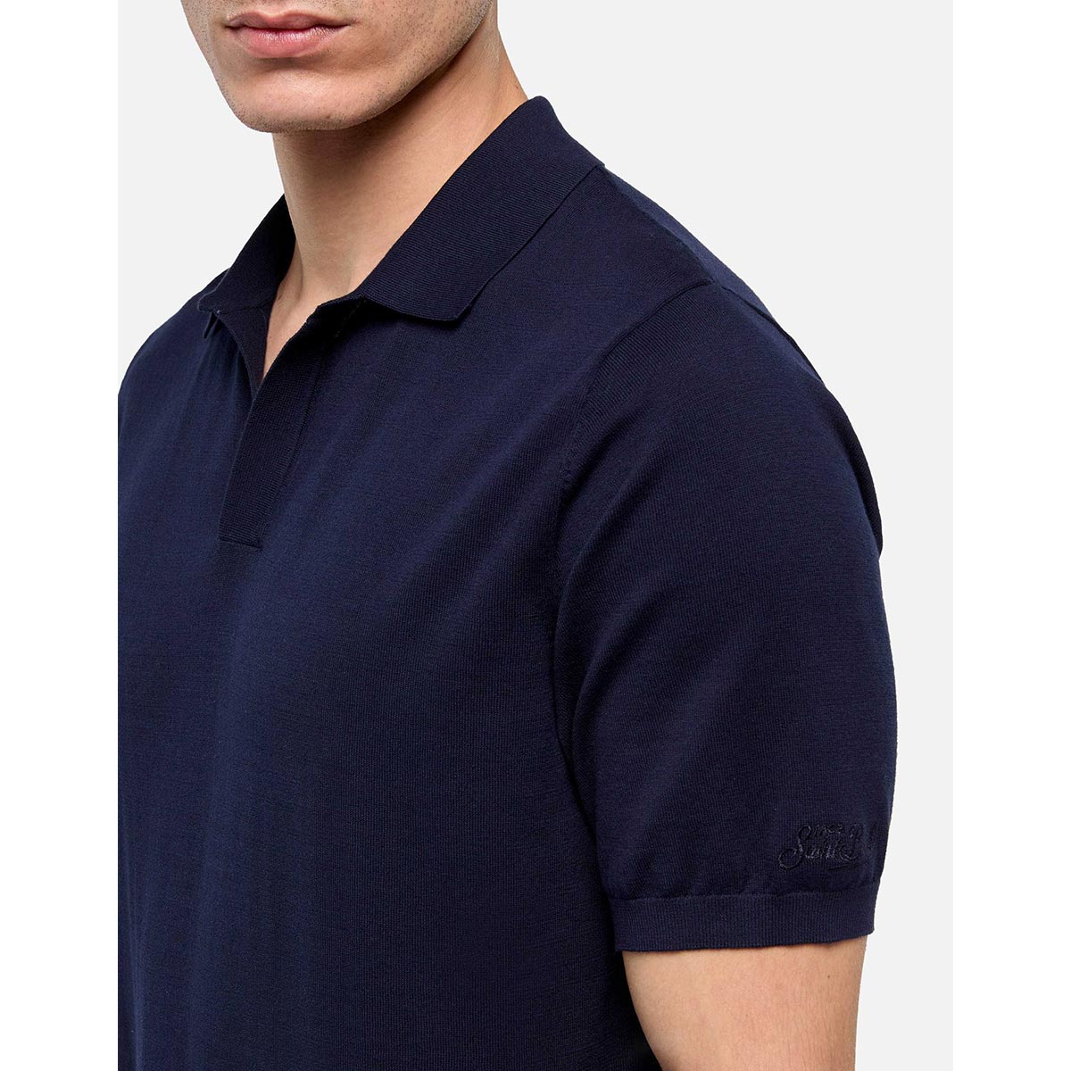 Polo senza bottoni in maglia di cotone