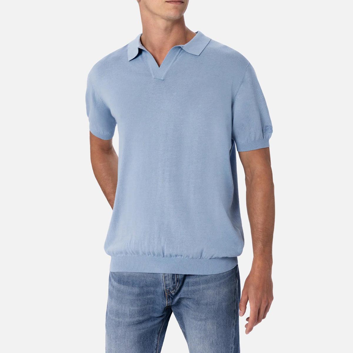 Polo senza bottoni in maglia di cotone