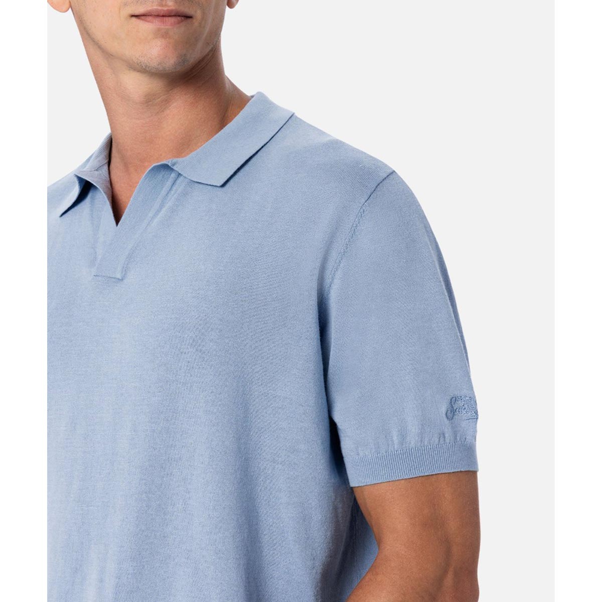Polo senza bottoni in maglia di cotone