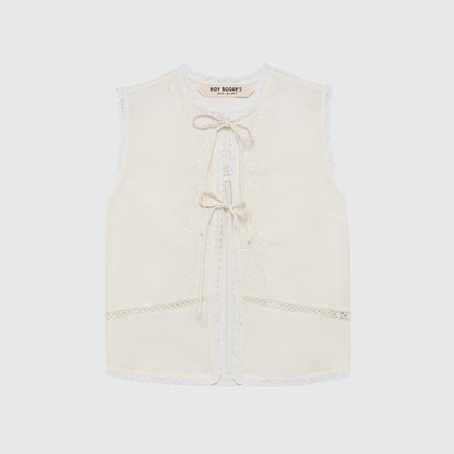 Camicia smanicata con ricami