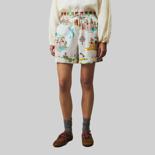 Pantalone short a fantasia in cotone