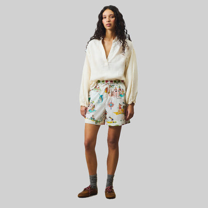 Pantalone short a fantasia in cotone