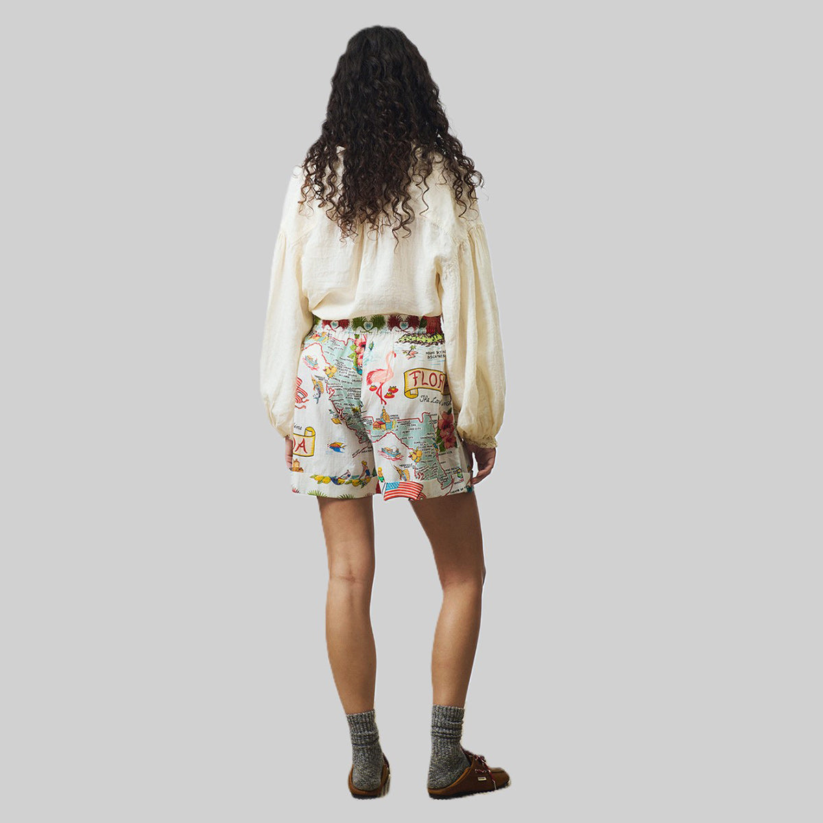Pantalone short a fantasia in cotone