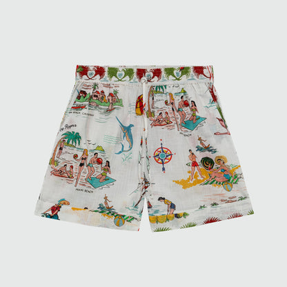 Pantalone short a fantasia in cotone
