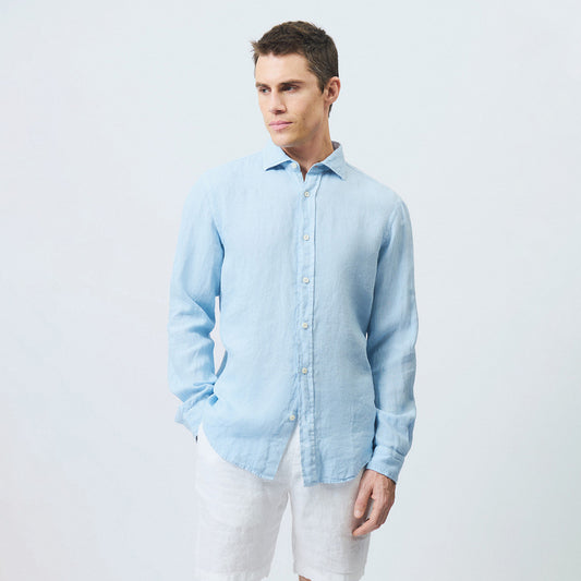 Camicia in lino azzurra