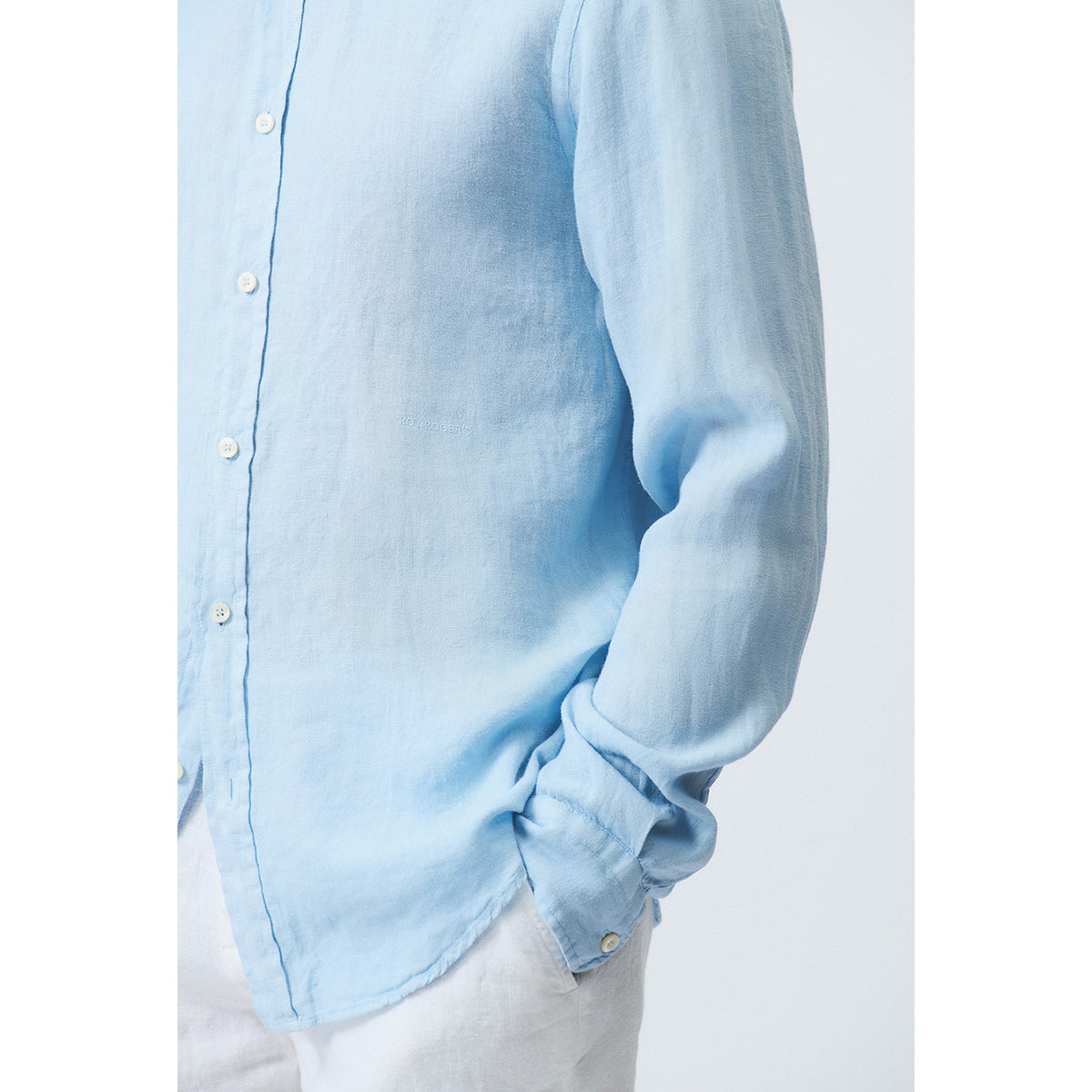Camicia in lino azzurra