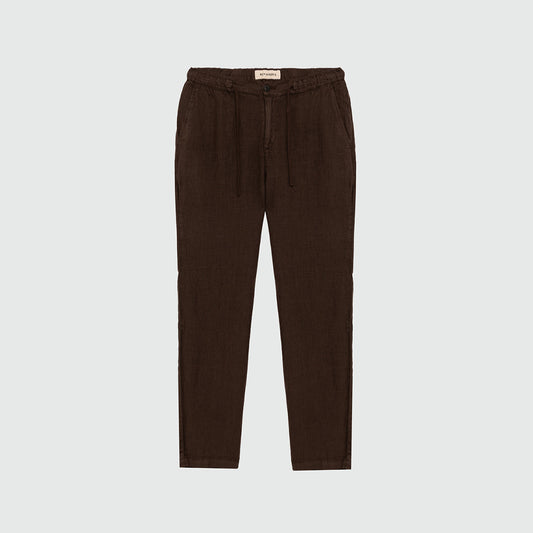 Pantalone lino marrone