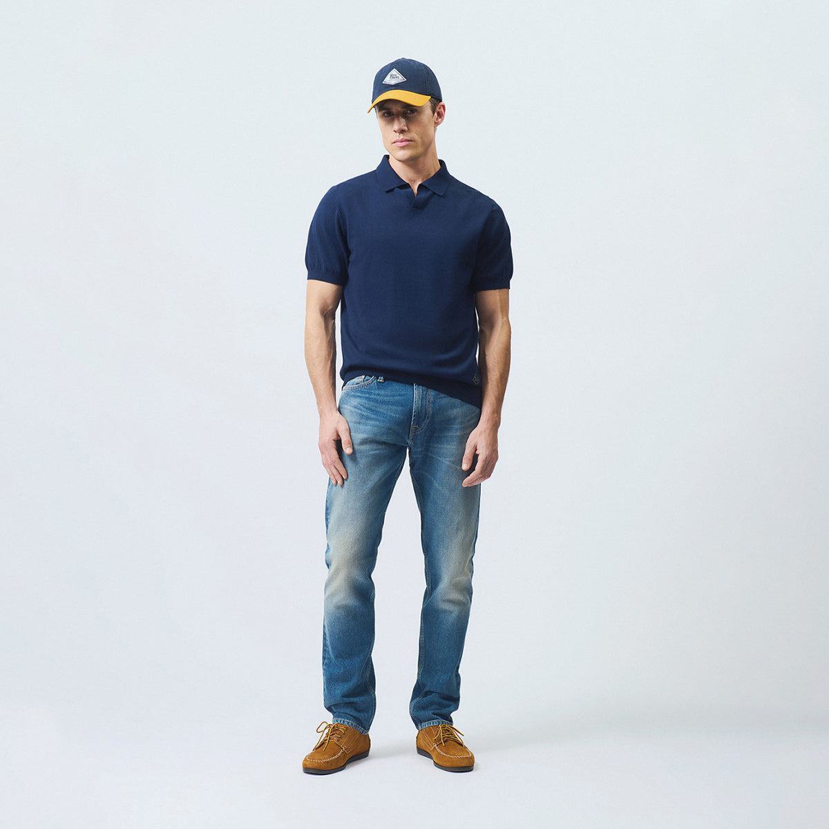 Polo in maglia di cotone senza bottoni
