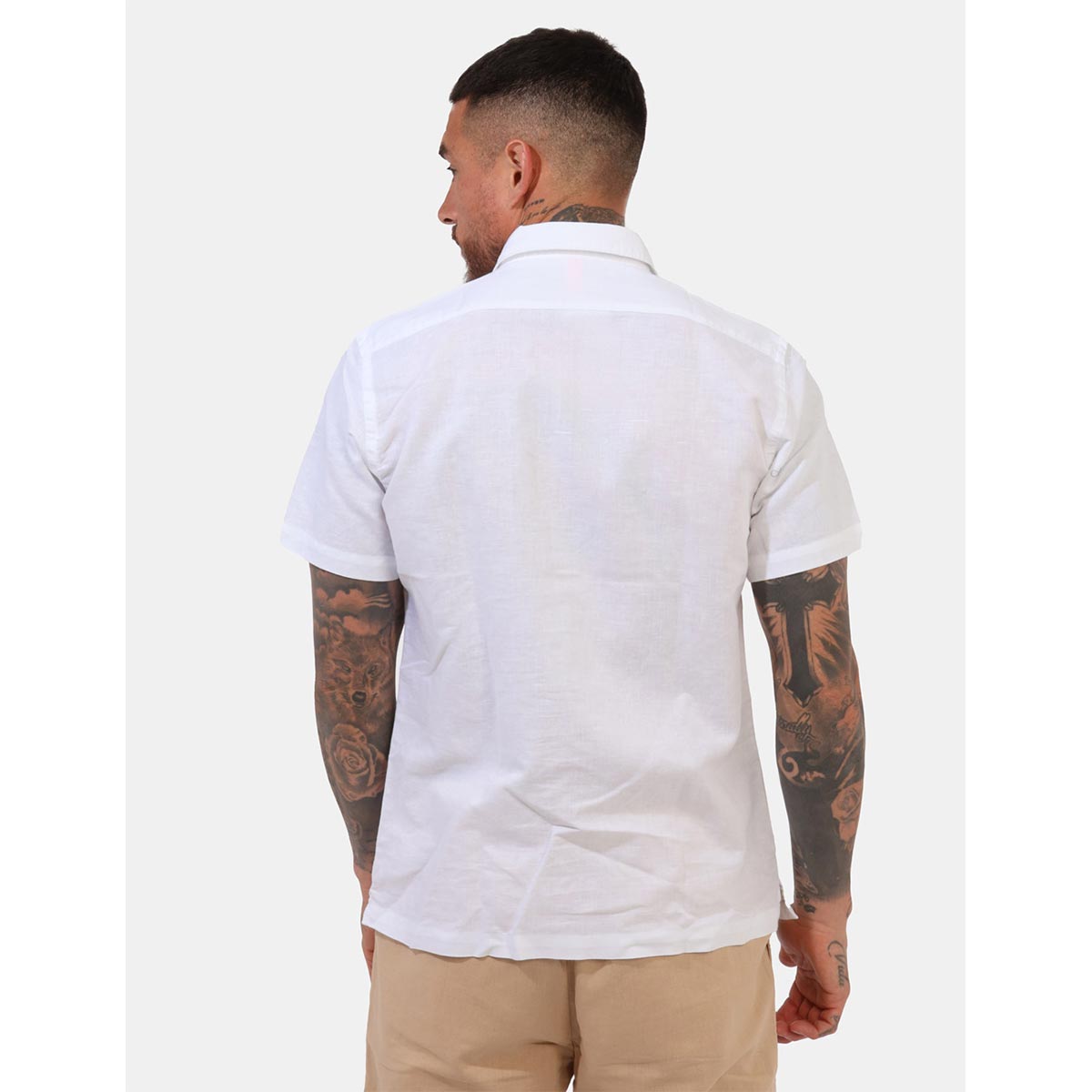 Camicia in lino e cotone bianca