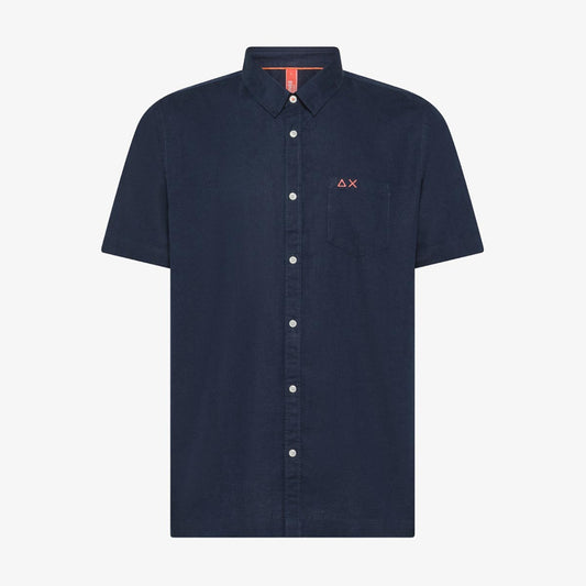 Camicia in lino e cotone blu