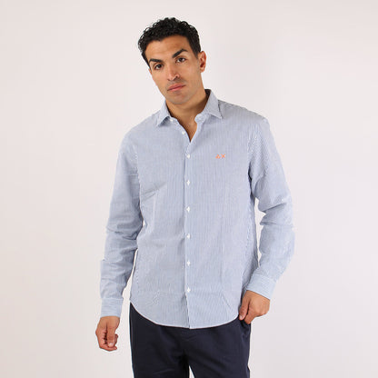 Camicia a righe goffrata