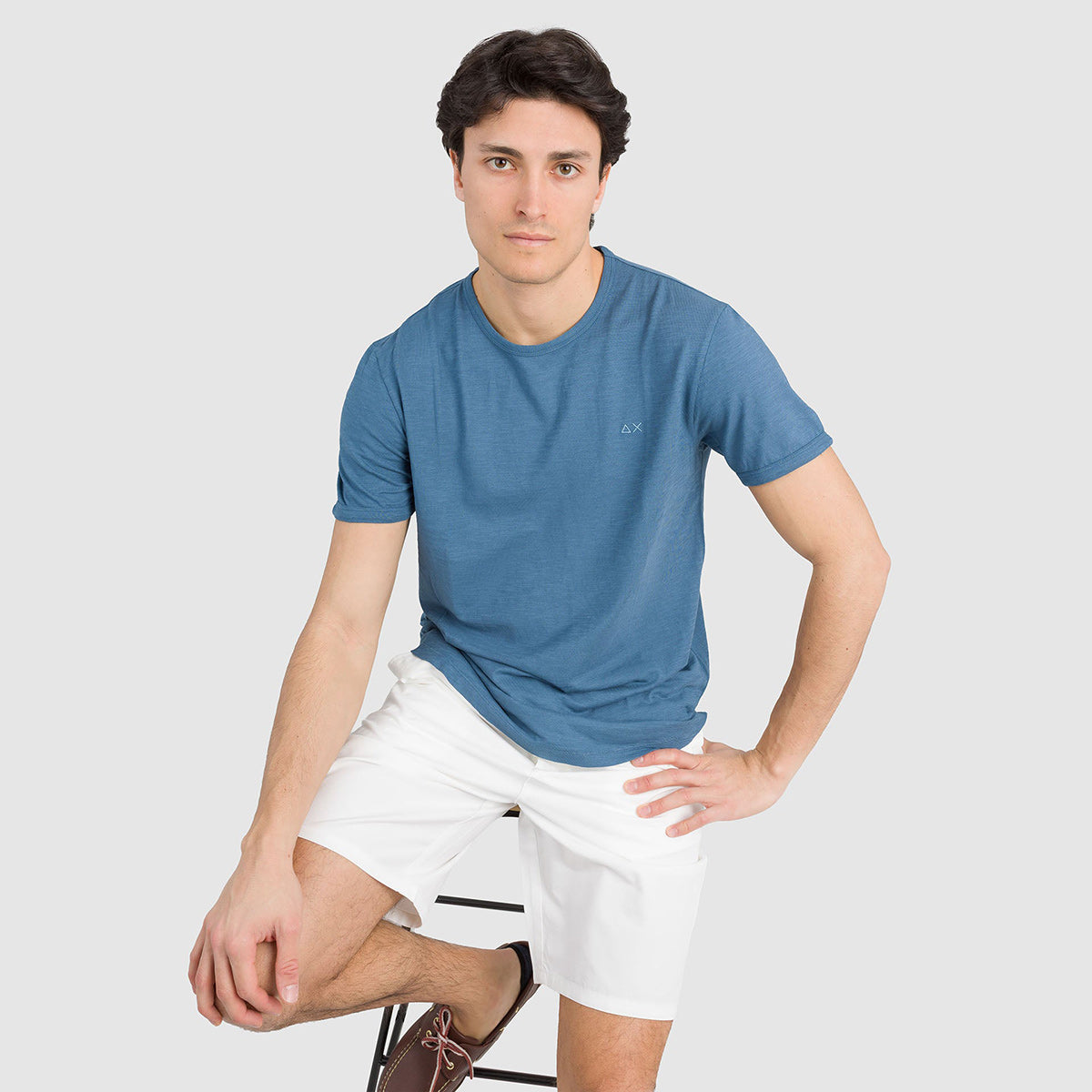 T-shirt in cotone fiammato con logo