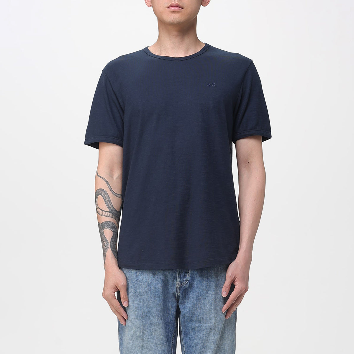 T-shirt in cotone fiammato con logo