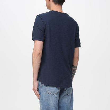 T-shirt in cotone fiammato con logo