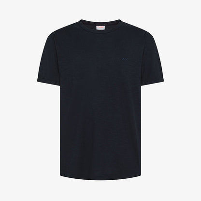 T-shirt in cotone fiammato con logo