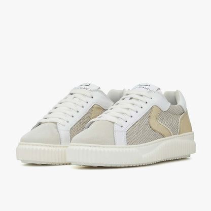 Sneaker in pelle e tessuto