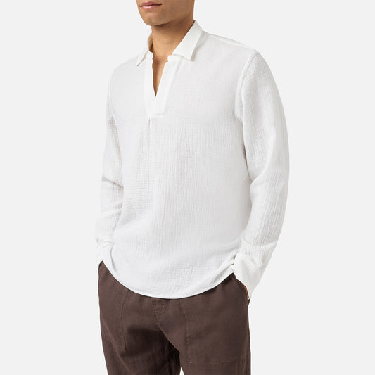 Camicia in cotone goffrato senza bottoni