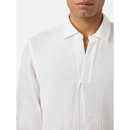 Camicia in cotone goffrato senza bottoni