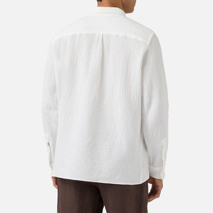 Camicia in cotone goffrato senza bottoni
