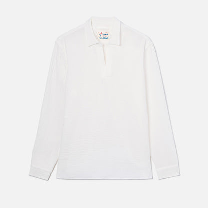 Camicia in cotone goffrato senza bottoni