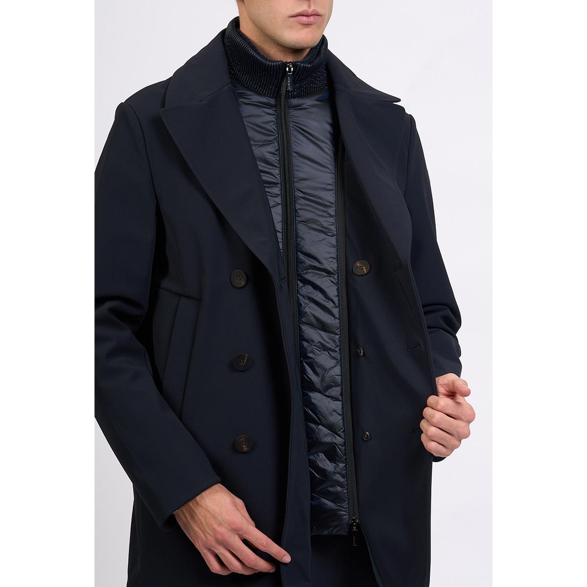 Caban doppio petto in tessuto tecnico