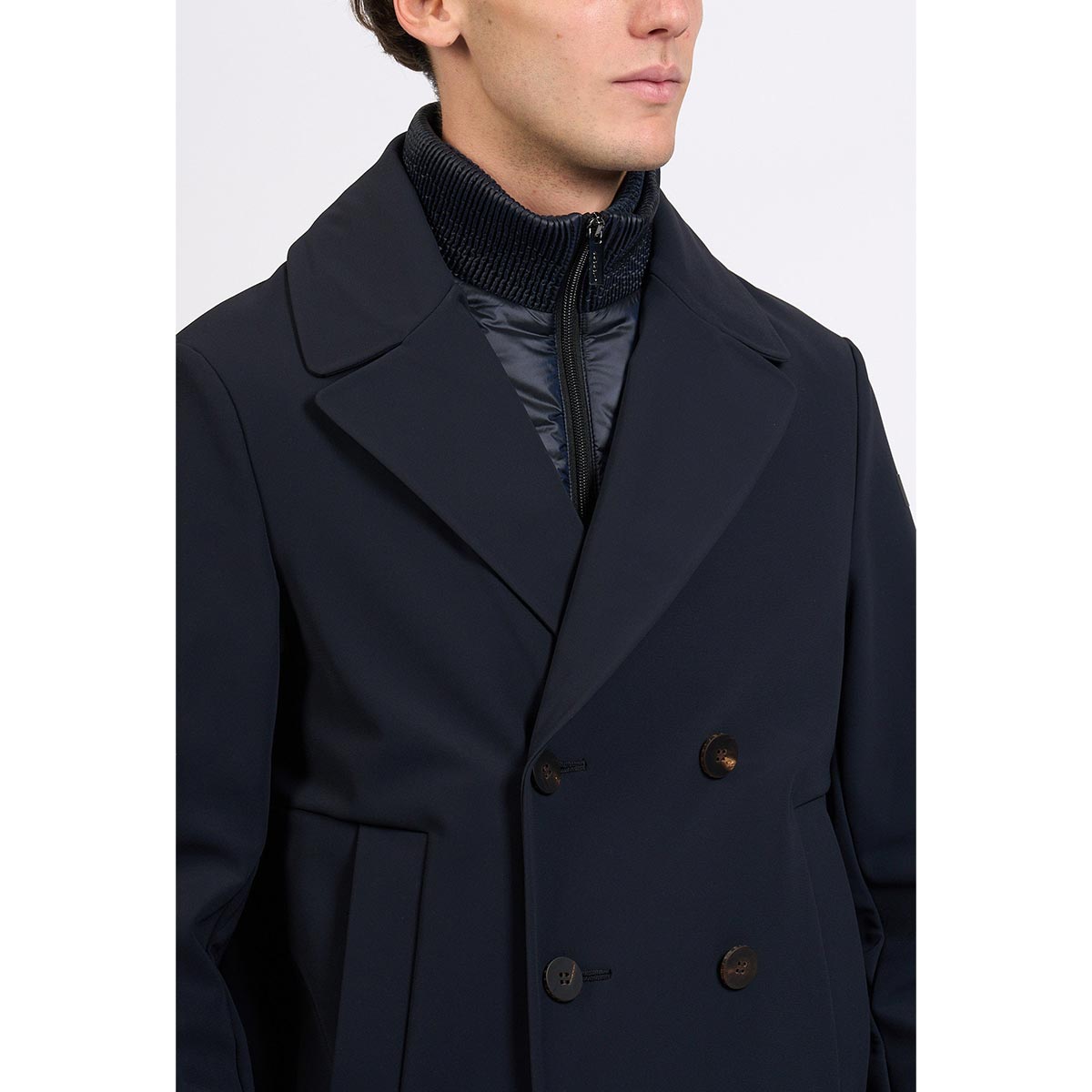 Caban doppio petto in tessuto tecnico