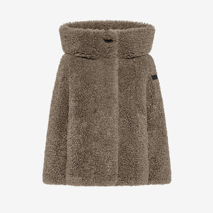 Giubbotto ibrido in piumino e pelliccia teddy
