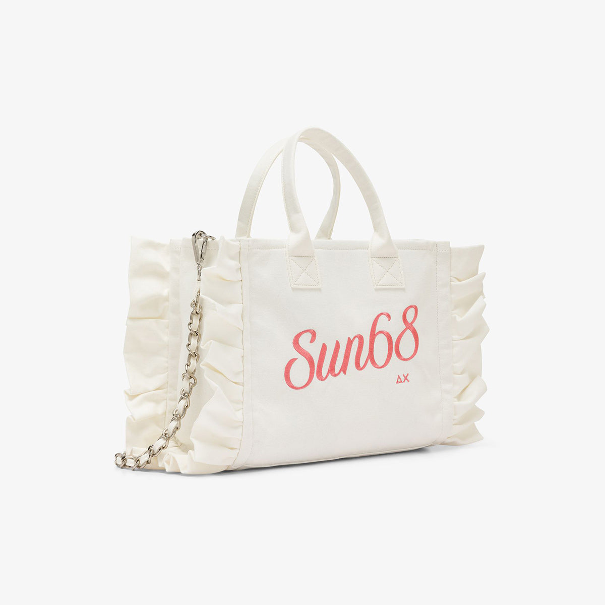 Borsa in cotone con rouches ai lati racolla removibile