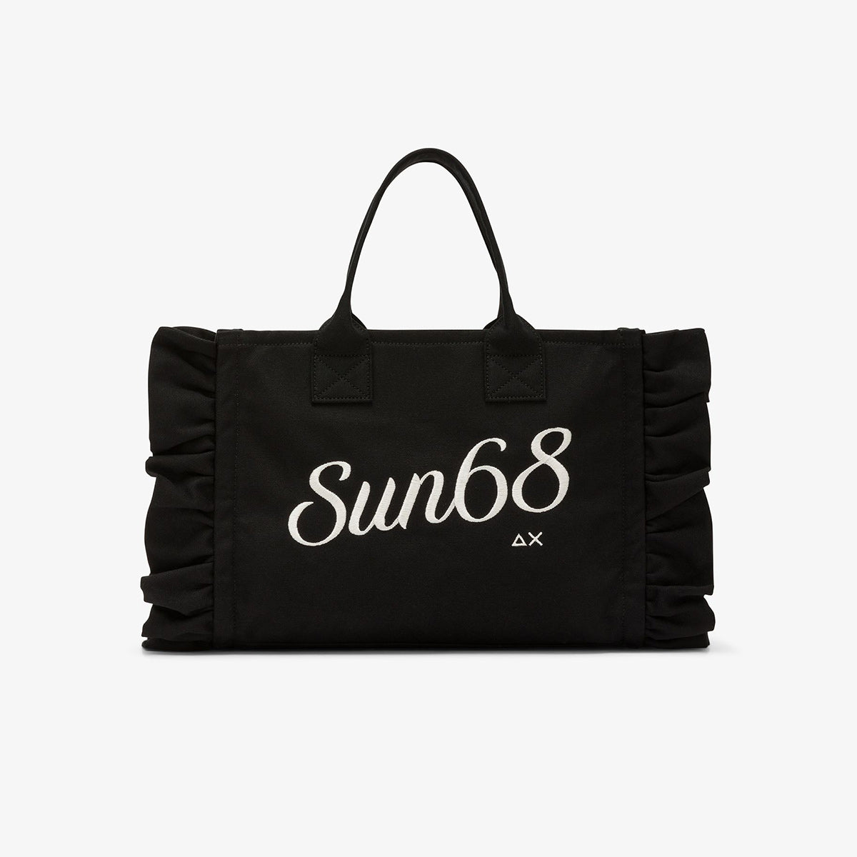 Borsa in cotone con rouches ai lati racolla removibile