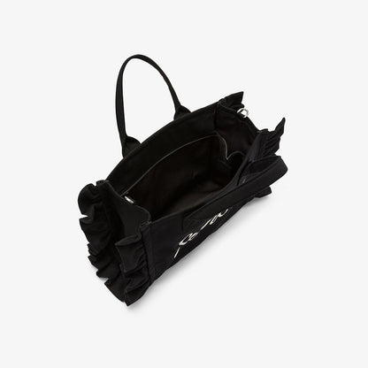 Borsa in cotone con rouches ai lati racolla removibile
